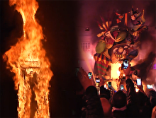 Ünlü festival tahtadan dev kuklaların yakılmasıyla sona erdi