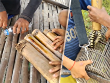 Su şişesi ve bambu kullanarak onlarca yılan yakaladılar