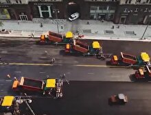 Moskova'daki muazzam yol yapım çalışması