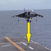 Dikey iniş yapabilen AV-8B Harrier uçağı böyle kaydedildi