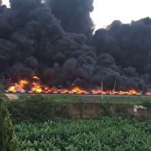 Köprü üstünde patlayan akaryakıt tankerinin dehşet görüntüleri