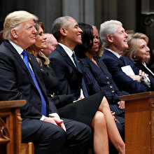 Baba Bush'un cenazesinde Trump ve Clinton arasında soğuk rüzgarlar