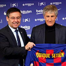 Barcelona yeni teknik direktörü Quique Setien'i tanıttı