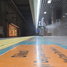 Marmaray istasyonlarına dezenfekte çalışması