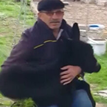 Yaşlı adamın eşek sıpasıyla salıncak keyfi