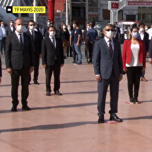 Taksim'de sosyal mesafeli 19 Mayıs töreni