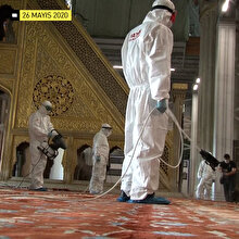 Sultanahmet Camii ilk Cuma namazı için dezenfekte edildi