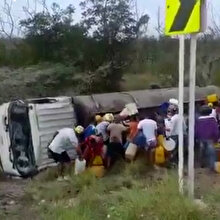 Kaza yapan petrol tankeri küle döndü: 50 kişi yaralandı