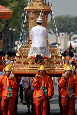 The Royal Urn of Thailand's late King Bhumibol Adulyadej is carried during the Royal Cremation ceremonyat the Grand Palace in Bangkok, Thailand.
