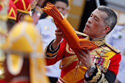 Thailand's King Maha Vajiralongkorn takes a part in the royal cremation procession of late King Bhumibol Adulyadej at the Grand Palace in Bangkok, Thailand.