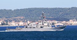 'USS Porter' of US Navy passes through the Dardanelles Strait in Canakkale, Turkey on August 8, 2019.

