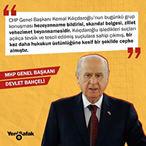 MHP lideri Bahçeli: Kılıçdaroğlunun bugünkü grup konuşması hezeyanname bildirisi, skandal belgesi, zillet ve hezimet beyannamesidir.