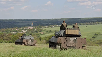 Russian tanks advance in Yasynuvata city in Donetsk region of Ukraine