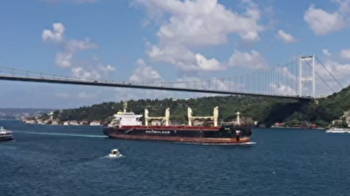 Ukraine's corn carrying ship Rojen passes through Istanbul Strait en route to England
