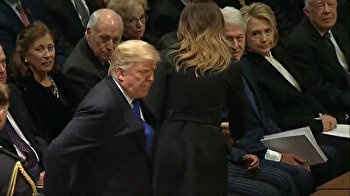 Trump ignores Clintons at Bush funeral