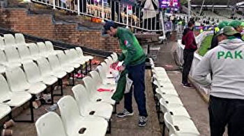 Pakistani cricket fans clean stands after match in Birmingham