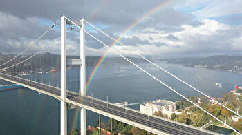 Spectacular double rainbow brightens Istanbul sky