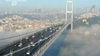 Fog shrouds Bosporus Bridge in magical Istanbul morning