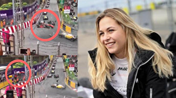 Formula yarışında kadın pilotun pistten 'uçtuğu' anlar