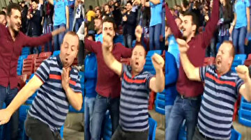 Trabzonspor taraftarının golle birlikte gelen ilginç dans gösterisi