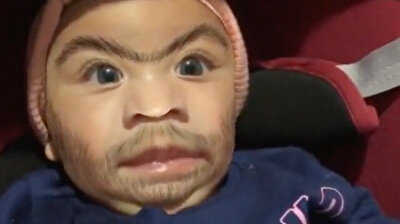Little grandma and grandpa: Crazy uncle trolls babies with Instagram filter
