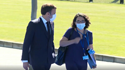 French President Macron arrives at NATO HQ in Brussels to attend leaders’ summit