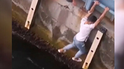 Man risks life, rescues kitten with 'his feet' in Istanbul