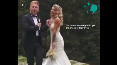 Turkish bride, groom run for their lives as dog chases them during photo session