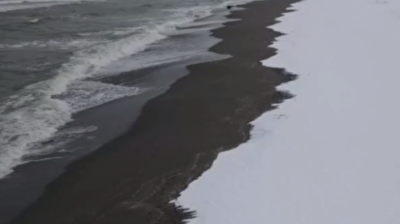 Snow-covered beaches in NW Turkey offer spectacular views