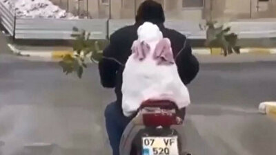 Motorcyclist takes snowman out for ride in Turkey’s Antalya