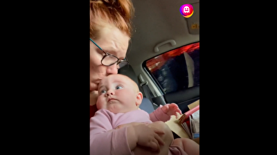 Adorable baby freaks out during car wash