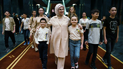 Turkey’s first lady hosts war-torn Ukrainian children at Presidential Complex