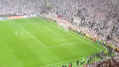 Elated Frankfurt fans invade pitch after German victory in UEFA semifinals