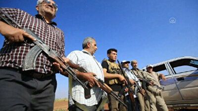 Tal Rifat elders stand side by side with SNA soldiers to fight YPG/PKK terrorists in Syria