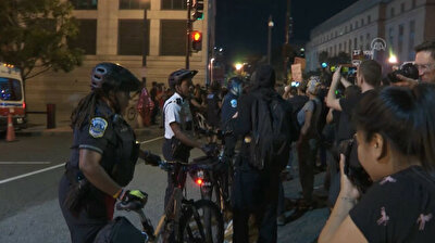 Protesters face off with police in Washington DC