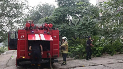 Ukrainian firefighters extinguish fire after Russian shelling in Bakhmut