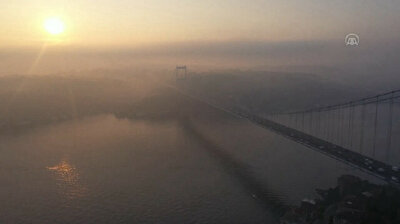 Mesmerizing fog descends over Istanbul’s Bosphorus strait