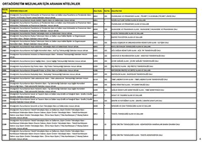 Kpss Ortaogretim Onlisans Ve Lisans Nitelik Kodlari Kpss Nitelik Kodlari