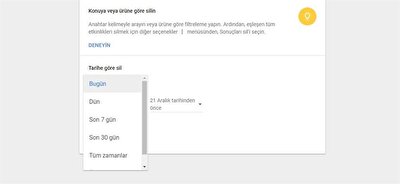 iste google arama gecmisi silme