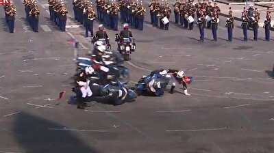 Police motorcyclists collide during Bastille Day parade