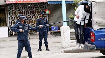 Nepalese police arrest social distancing violators using pitchfork