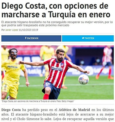 Fenerbahce Asil Transfer Bombasini Ocak Ayinda Patlatiyor Diego Costa