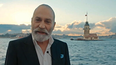 Turkish actor Haluk Bilginer presents International Emmy in front of gorgeous Istanbul landmark