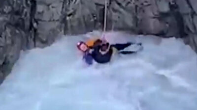 Mission Impossible: Rescue teams save hypothermic man stranded between waterfalls in Canada