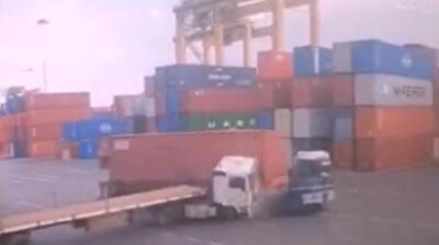Truck splits into two, drifts lonely toward sea