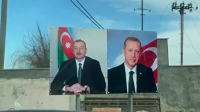 Erdogan billboard spotted during Azeri president Aliyev's Shusha tour