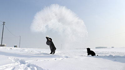 Video shows boiling water freezing in midair in eastern Turkey