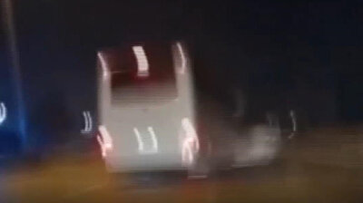 Turkish driver slowing down to inspect roadside accident hit by bus
