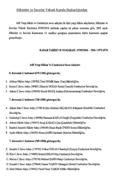 Son Dakika Hsyk Bin 45 Hakim Ve Savcinin Gorev Yerini Degistirdi