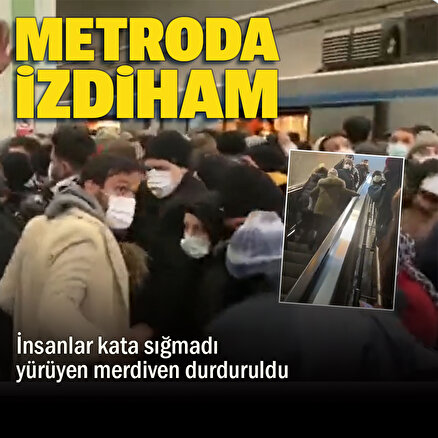İstanbulda metroda izdiham: İnsanlar kata sığmadı yürüyen merdiven durduruldu
